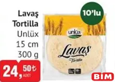 UNLÜX LAVAŞ TORTİLLA 10'LU 15 CM 300 G